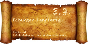 Biburger Henrietta névjegykártya